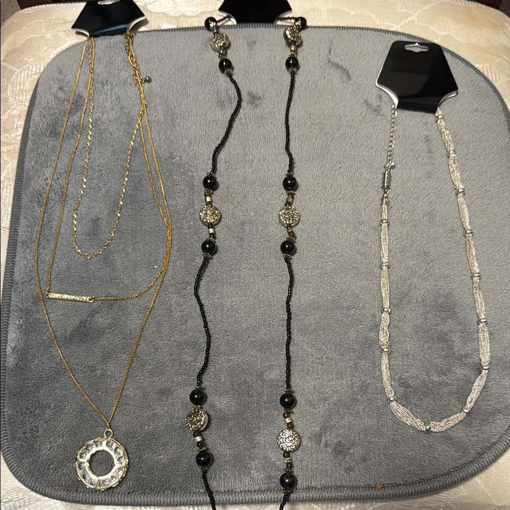 Gold,  Black, and silver Necklaces  Collection with Intricate Designs